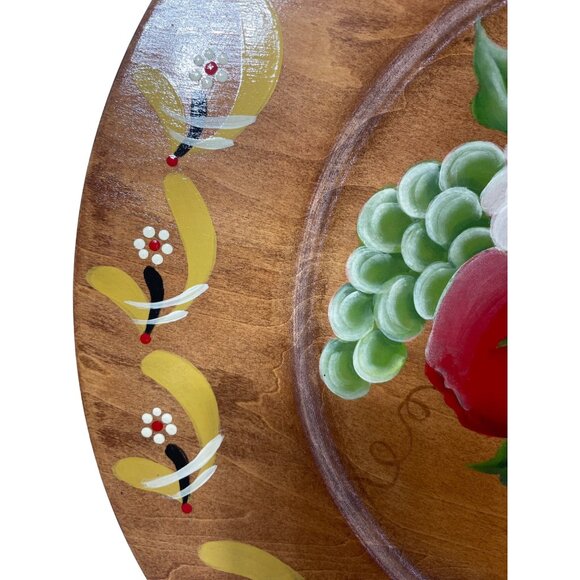 Vintage Retro Hand-painted Floral & Fruit Plate signed by artist - Picture 3 of 6